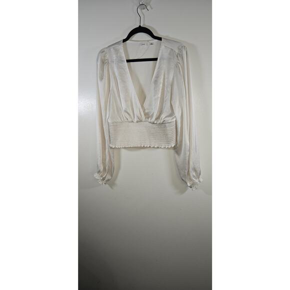 Aritzia Wilfred Wistful Blouse Smocked V-neck blouse XL - Picture 1 of 7